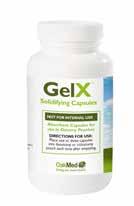 Gel-X Solidifying Capsules/Tablets Used to add to the pouch to: Solidify liquid waste into a gel Reduce fluidity of any leaks Promotes healthier peri-stomal skin through reducing leaks Make emptying