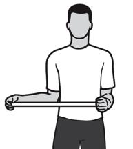 Sitting or standing, tuck your elbows into your side, elbows bent hands grasped together. Use the good arm to push the bad arm away from the body as comfort allows.