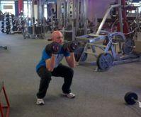 Finishers 1-4 DB Squat and Press Hold a pair of dumbbells at shoulder height and your feet just