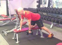 Finishers 5-8 DB Row Rest the left hand flat bench or platform, lean over and keep the back flat.