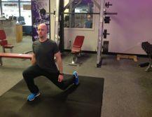 Step diagonally at a 45-degree angle with one leg and lower your