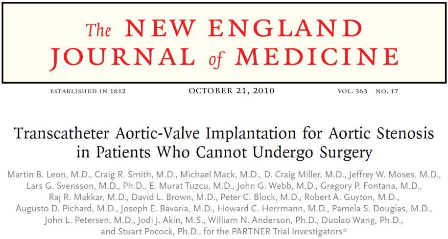aortic valve replacement US CoreValve Pivotal Trial PARTNER 1B