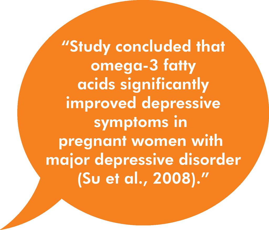 According to research, adequate intake of DHA and omega-3 fatty acid may reduce depressive symptoms and improve mood of the expecting mothers.