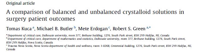Balanced vs. unbalanced crystalloids: does it matter?