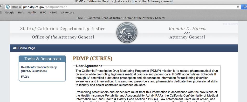 pmp.doj.ca.gov Google Search: CURES LOGIN Is my patient already receiving opioids from another provider?