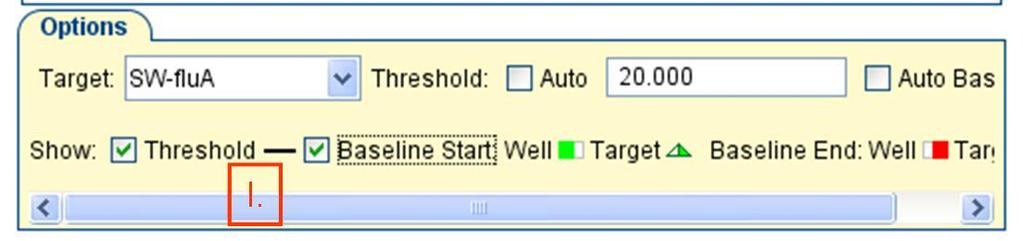 7. For advanced analysis, you can also change your settings for each target in the options window. Here you can modify the threshold and baseline for every single parameter [I]. 8.
