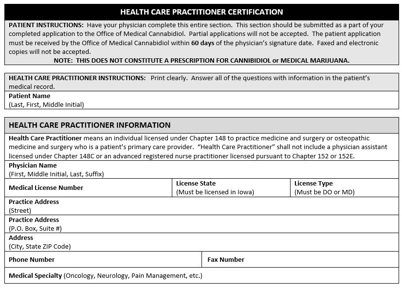 A health practitioner DOES: Certify that he/she has a relationship with the patient and is