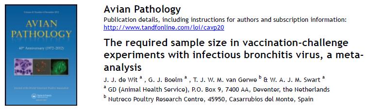 Protection A meta-analyses 18 IBV vaccination-challenge experiments 137 groups, 10