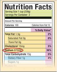 Reading labels Look for foods