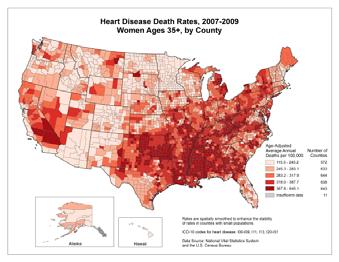 Heart Disease by Region Lung Cancer Occurrence on Long Island, NY MALE by zip code FEMALE by zip code Green = low Purple = high 31 32