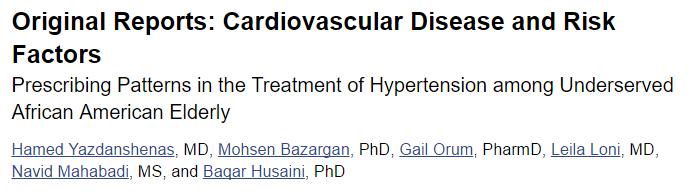 Hypertension & African Americans Treatment of hypertension appears to be inconsistent