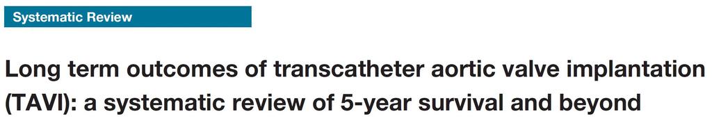 Ann Cardiothorac Surg 2017;6(5):432-443 Studies with 20 or more patients undergoing TAVI procedures, with a follow-up of at least