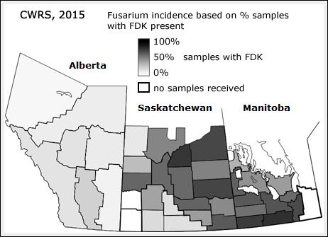Incidence of Fusarium Damage 2015
