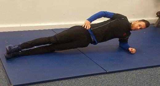 Exercise of the month Instructions for a Side Plank 1.Start on your side with your feet together and one forearm directly below your shoulder. 2.