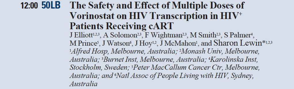 Clinical studies with Vorinostat (Saha) Single dose vorinostat led to a 4.8- fold increase in cell-associated HIV RNA.
