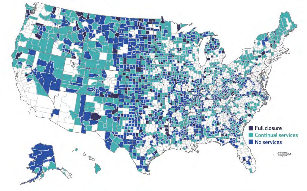 Hospital Obstetric Services in Rural Counties, 2004-2014 Hung, P., Henning-Smith, C., Casey, M., & Kozhimannil, K. (2017).