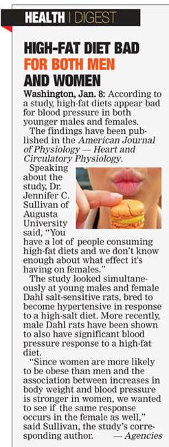 Diet/ Nutrition (The Asian Age:20190109)