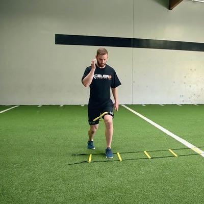 ALI SHUFFLE Activates calves, thighs, and lower body stabilizers to enhance foot speed, balance and coordination needed in first-step quickness. 1. Stand perpendicular to the first ladder square.