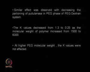 phase decreases. So, all I have to do is I keep on adding higher molecular weight PEG.