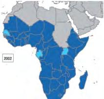 TB notification rate in 20 African countries* versus HIV prevalence in sub-saharan Africa, 1990 2004 200 8 180 7 160 140 6 TB notification 120 rate per 100,000100 5 4 population 80 3 60 40 2 20 1 0 0