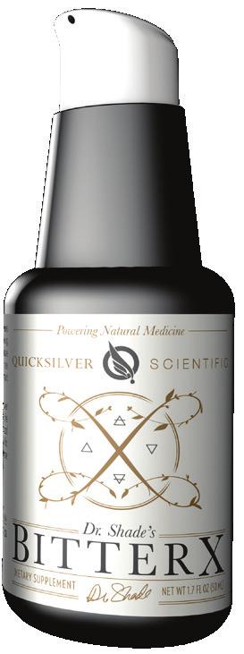 The four-fold army in BitterX is comprised of dandelion, gentian root, solidago (goldenrod), and the essential oil of myrrh, delivered in the advanced liposomal format that Quicksilver Scientific is