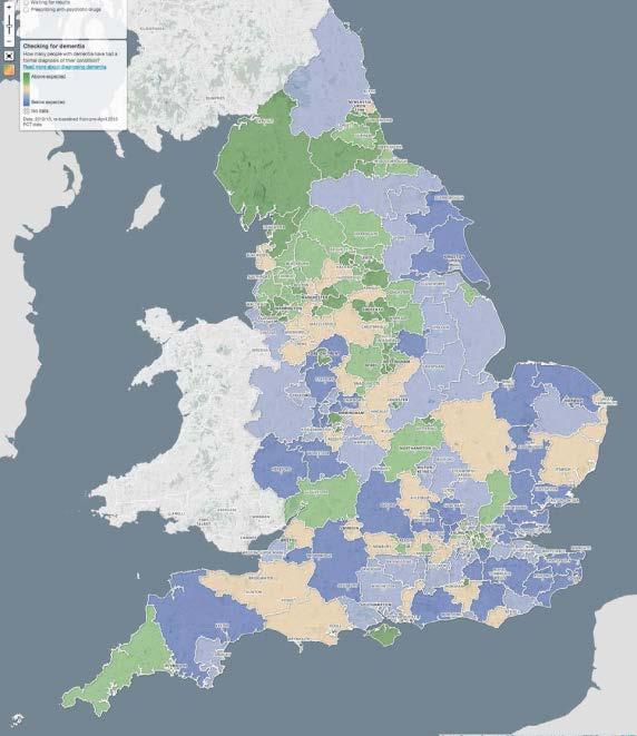 Areas of focus: diagnosis and post-diagnostic support Diagnosis and post-diagnostic support On average, in England, 53% of people with dementia receive a diagnosis Significant variation across the