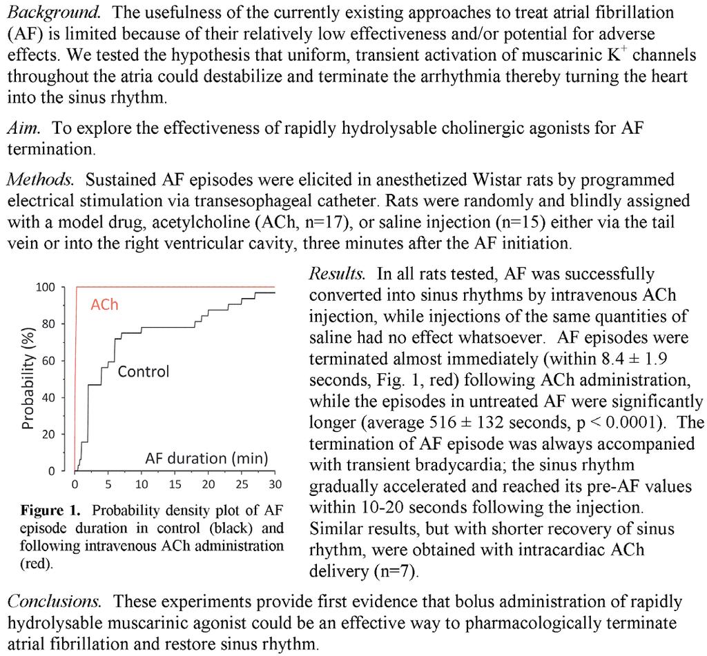 Bolus Injection of Acetylcholine Terminates Atrial Fibrillation in Rats Yuri Goldberg, Ilya Fleidervish, I.