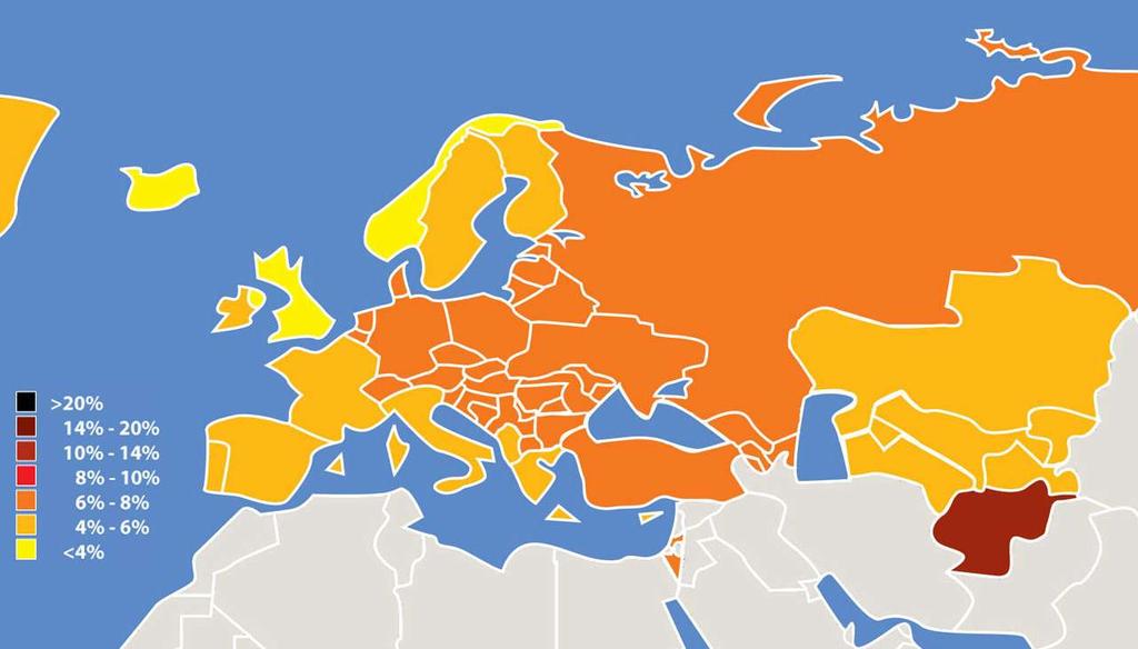 Diabetes in Europe Actual in 2007 (IDF Diabetes Atlas