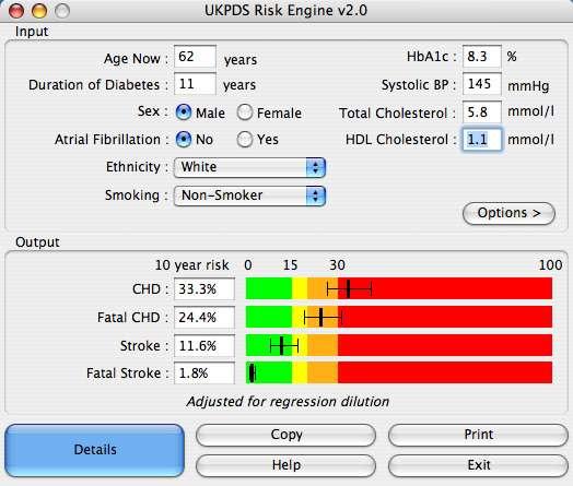 Assessment of Total CV Risk in diabetes The UKPDS Risk engine Risk Engine according to United