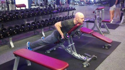 Perform all reps for one leg and then switch. DB Chest Supported Row Lie with your chest supported by an incline bench.