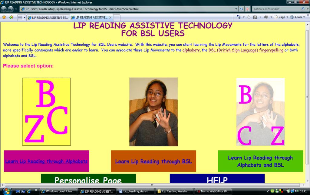 Multimedia Interfaces for BSL Using Lip Readers 6 Fig. 1.