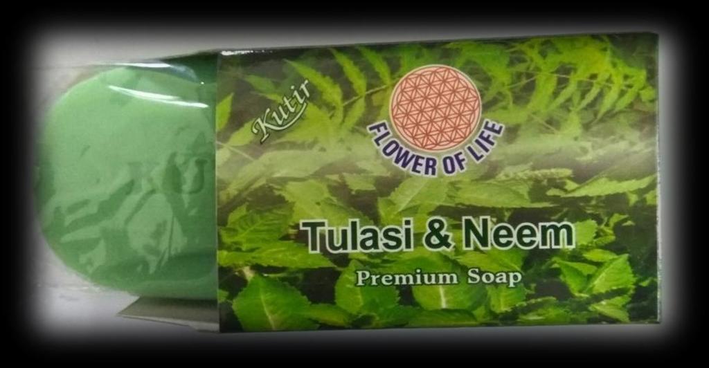 Neem Tulsi Soap Neem Tulsi Soap contains Neem Oil, Glycerine, & Olive Oil and is good for problems related to skin and for acne.