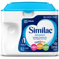 Similac Advance Infant Formula with Iron A 19 Cal/fl oz, nutritionally complete, milk-based, iron-fortified infant formula for use as a supplement or alternative to breastfeeding.