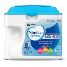 Similac Advance Non-GMO Infant Formula with Iron Non-GMO. Ingredients not genetically engineered. Complete nutrition for your baby's first year.