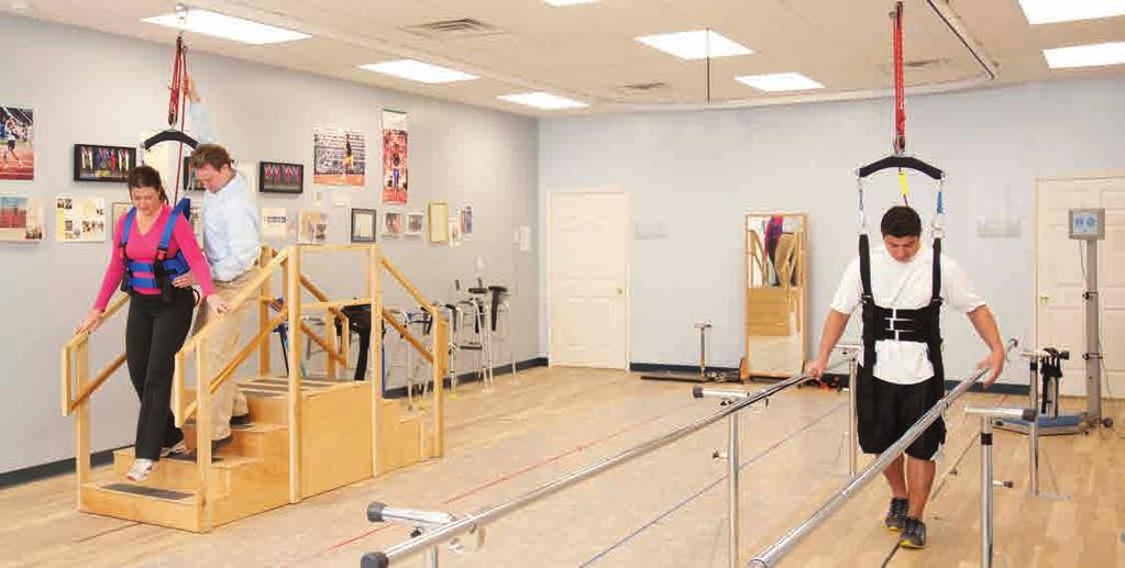 FreeStep FEATuRES: Provides patient support during rehab activities: - Sit-to-stand - Over ground, treadmill walking - Climbing and descending stairs - Balance training Reduces number of therapists