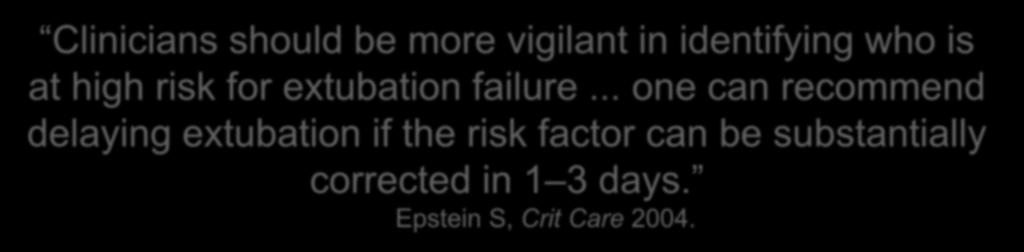 vigilant in identifying who is at high risk for extubation failure.