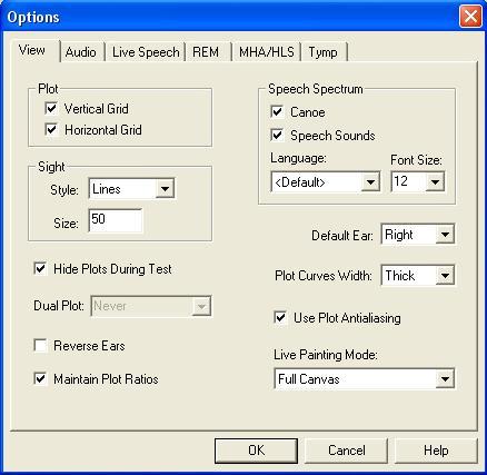 The software allows you to set several default options as described below.