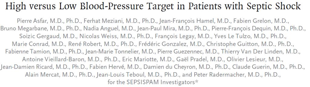 Traditional (and intuitive)target Mean Arterial Pressure distribution at ICU entry (751 patients) Mean Arterial Pressure 60<MAP<70 mmhg Trials?