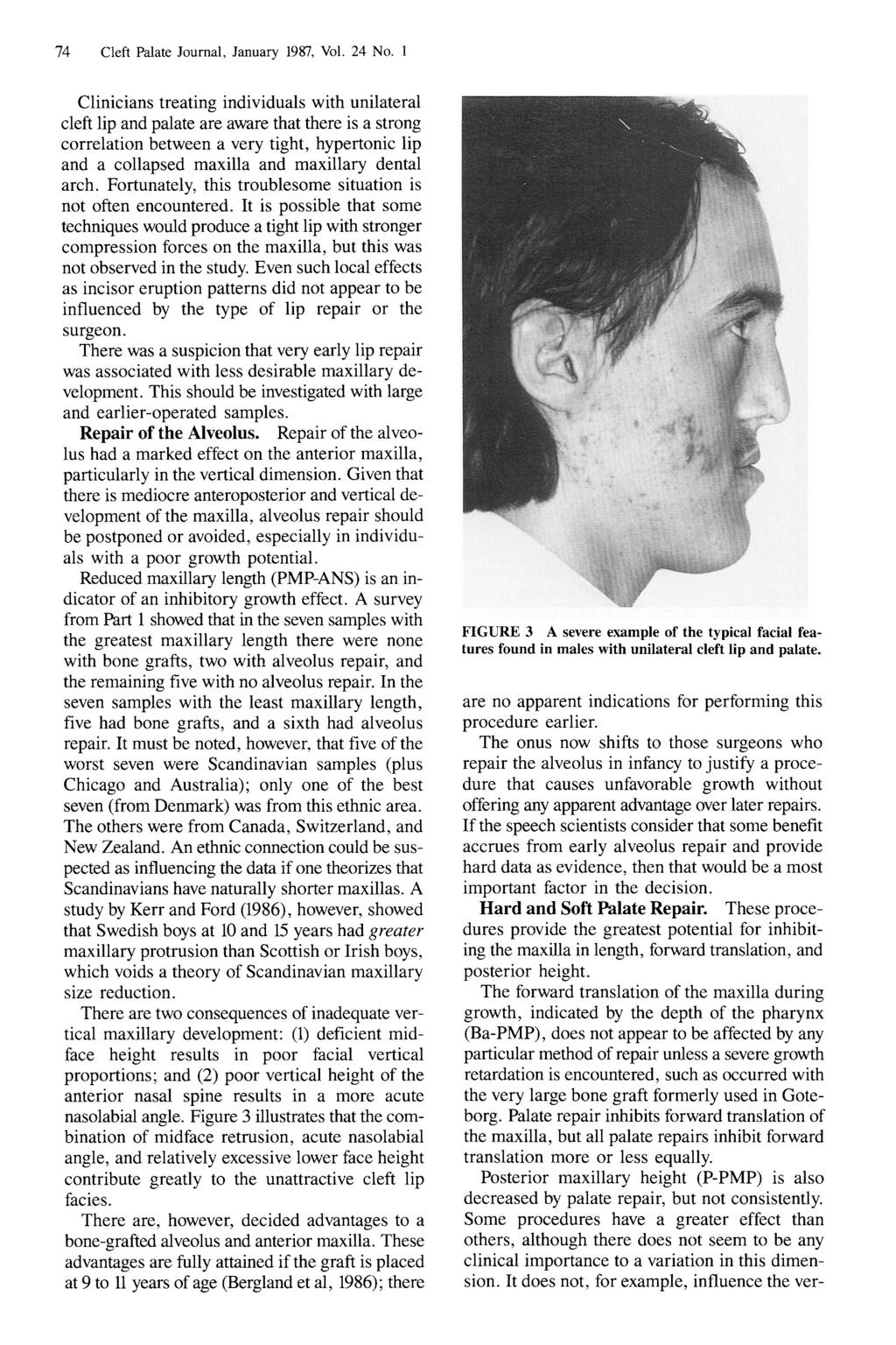 74 Cleft Palate Journal, January 1987, Vol. 24 No.