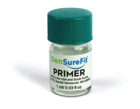 bottle) One thin, even coat of primer makes DenSureFit silicone stick to your denture. Your unopened primer bottle will look slightly less than ½-full (1 ml total).
