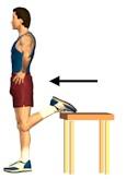 Keep your foot flat on the ground. Quadriceps Stretch (front thigh) Stand with your back straight and knee bent.