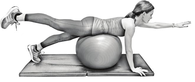 LOW BACK CONDITIONING PROGRAM STRETCHING EXERCISES Perform Daily 13. Quadruped Opposite Arm/Leg on Exercise Ball Repetitions: 5 times. Hold for 10 seconds.