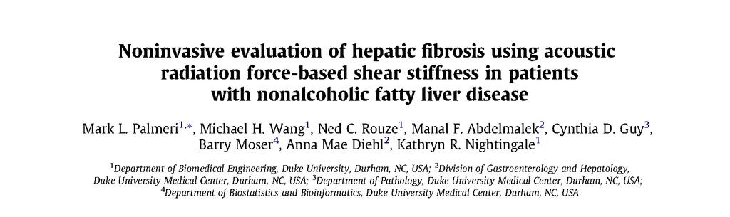 Shear Modulus vs. Fibrosis Stage 4.24 kpa F0-2:F3-4 threshold 90% sensitivity 90% specificity 0.