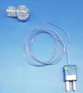 The perfusate temperature is measured by inserting a thermocouple probe directly into the perfusion line (into the tubing.
