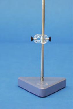 The stand with triangular base is supplied with an acrylate block clamp.