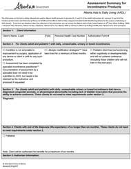 Assessment Summary for Incontinence Products http://www.health.alberta.ca /documents/aadl- Incontinence-Product- Assess.