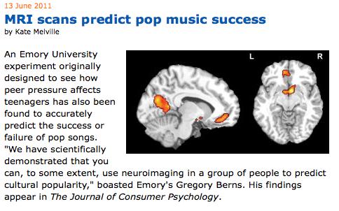 PNAS, 98, 11818-11823 Subjects selected chills- Inducing musical pieces Cerebral blood flow increases