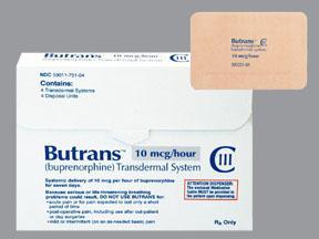 Buprenorphine Transdermal System (Butrans)!! One transdermal system every 7 d Key Instructions!