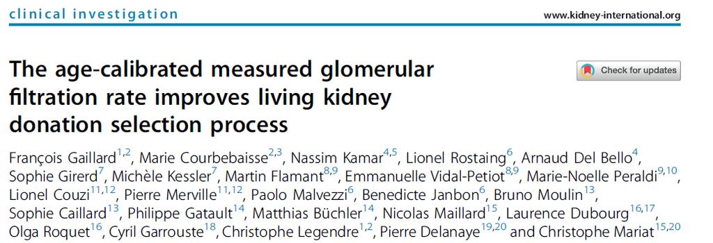 The lifetime standardized renal reserve: the pre-donation mgfr value / the expected number of remaining years of