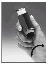 mouthpiece cover by gently squeezing the sides of the cover, shake the inhaler well, and release two puffs into the air to make sure that it works. Using your inhaler: 1.